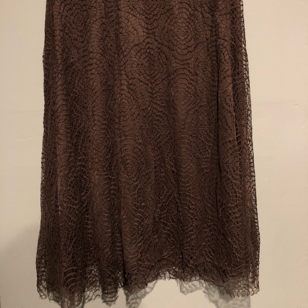 Knee length brown lace skirt